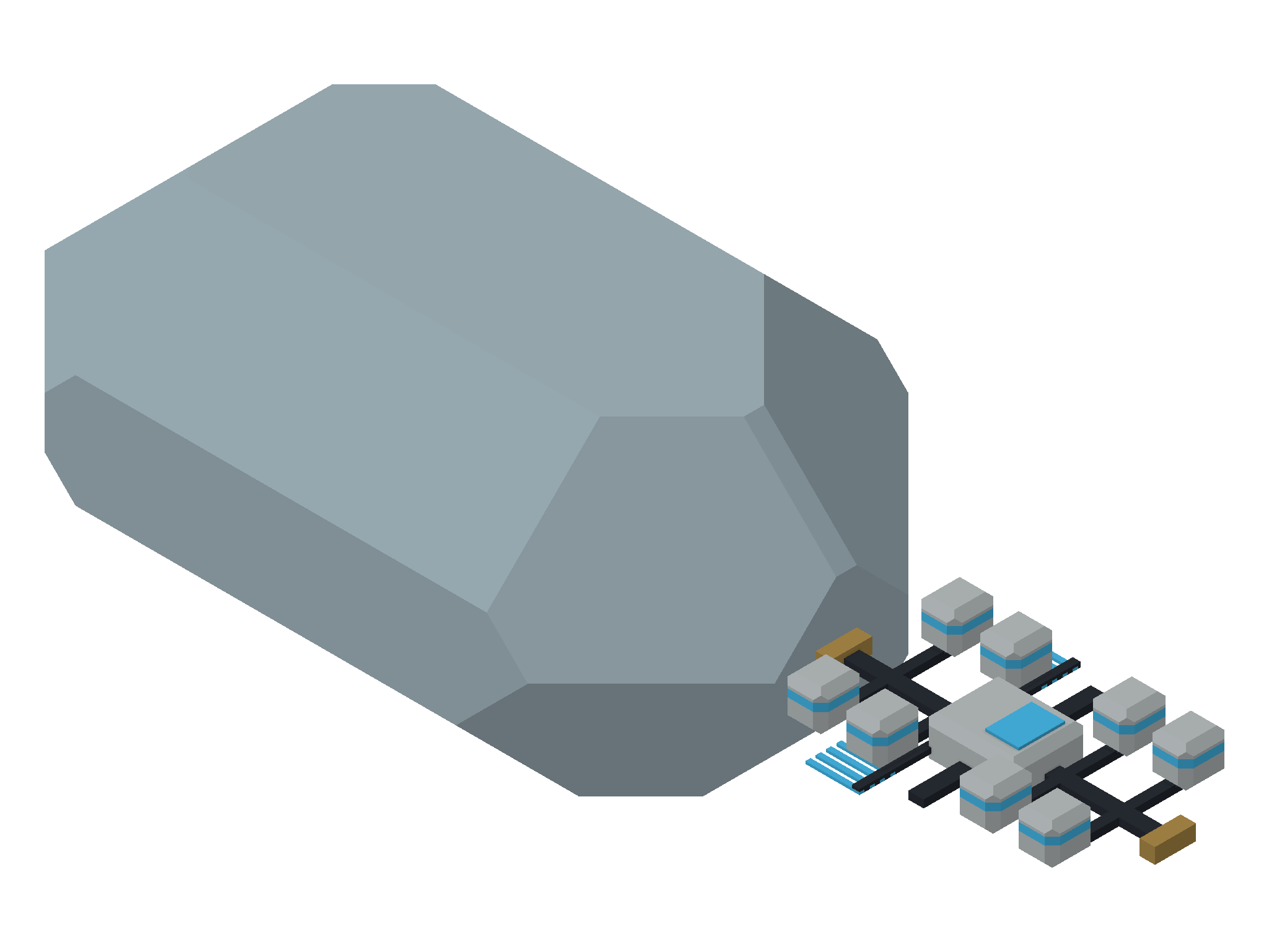 RIME / ICE MINE / DEPOSIT 0 — three-quarter view from above